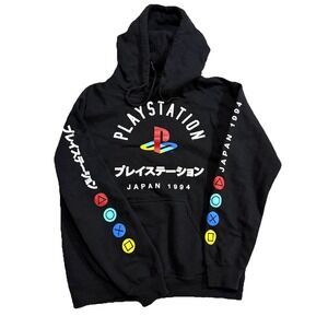 Play Station Japan 1994 Graphic Gaming Hoodie Pullover Sweatshirt Small Black
